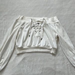 White Off the Shoulder Crop Top